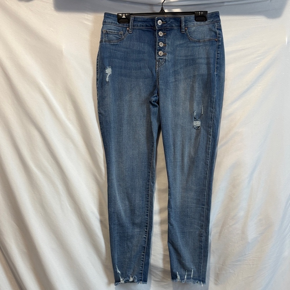Rewash Women's Blue Distressed Skinny Jeans
